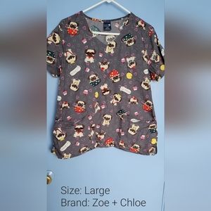 Zoe + Chloe scrub top: Large/Grey